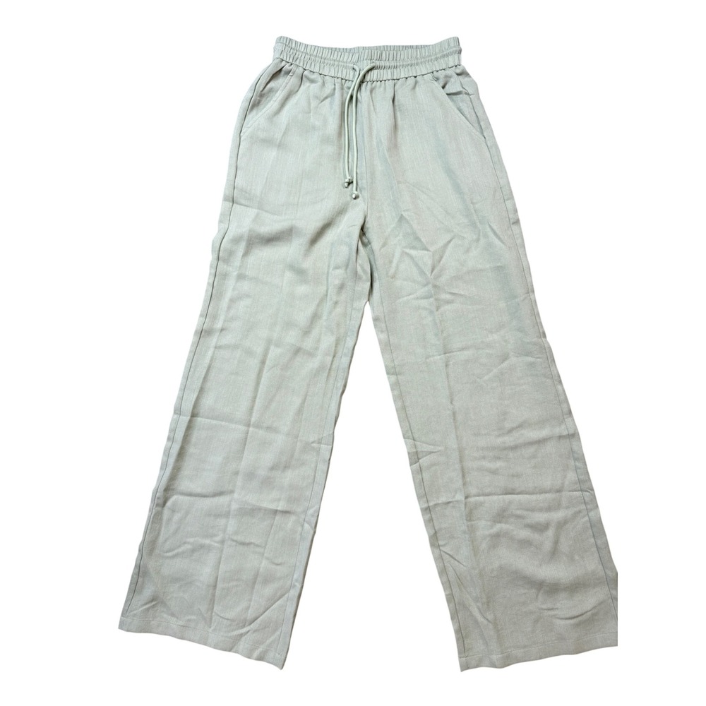 Halara Wide Leg Pants Womens Small Tall Sage Green New Drawstring Trousers NWT